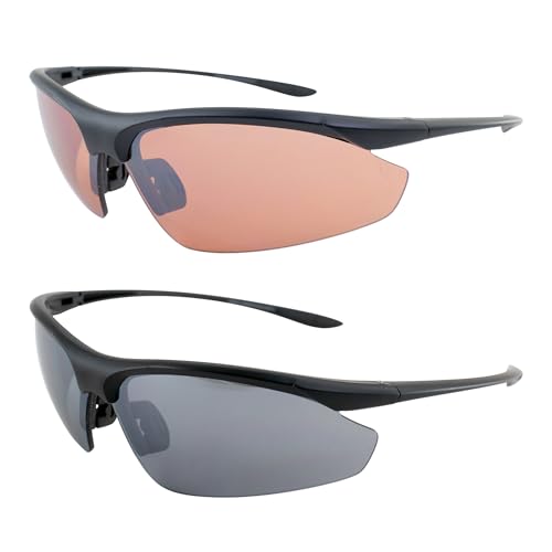Epoch Eyewear Golf Sport Sunglasses Cadence 2 Pair Black w/Smoke & Black w/Amber Lens