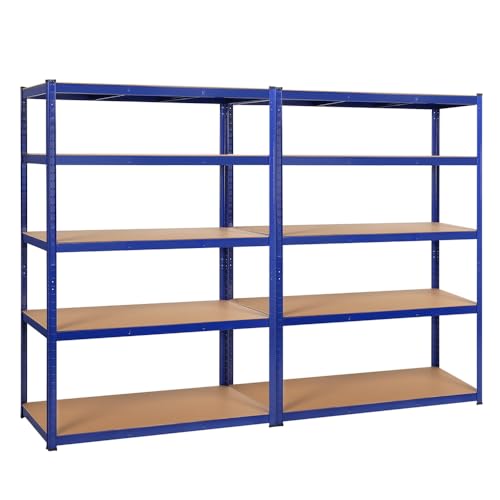 Yaheetech Set de 2 Estanterías Metálicas Galvanizadas 180X60X120cm Azul