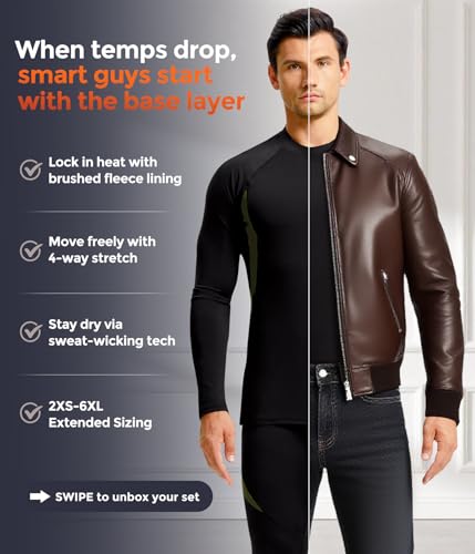 CL convallaria Thermounterwäsche Herren Funktionsunterwäsche Skiunterwäsche Atmungsaktiv Innenfleece Thermo Unterwäsche Set