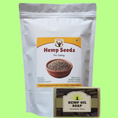 Image of AptEat Hemp Seed for Eating 550g + Hemp Soap 70g Non Germinate Hemp Seeds for Eating Omega 3 Seeds | High in Protein, Fibre (550 GM, Whole)