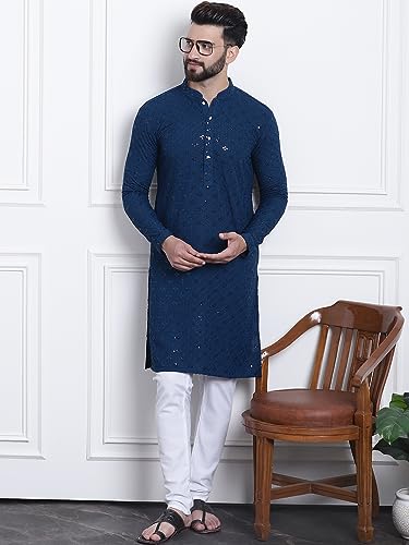 Image of SOJANYA (Since 1958 Men's Pure Cotton Sequence Kurta & Pyjama Set