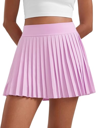 CRZ YOGA Womens Mini Pleated Athletic Tennis Skirts High Waisted A Line Golf Pickleball Casual Skort with Inner Pockets