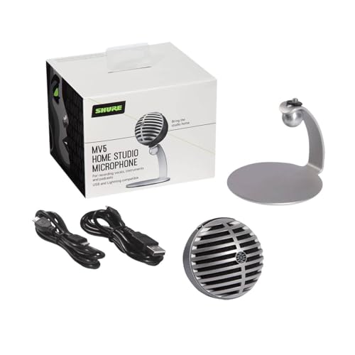 MV5 Microfono condensatore digitale con cardioide - plug -and -play con iOS, mac, pc, controllo sullo schermo, include cavi USB e Lightning, Grigio con schiuma nera - Microfono streaming - Immagine 2