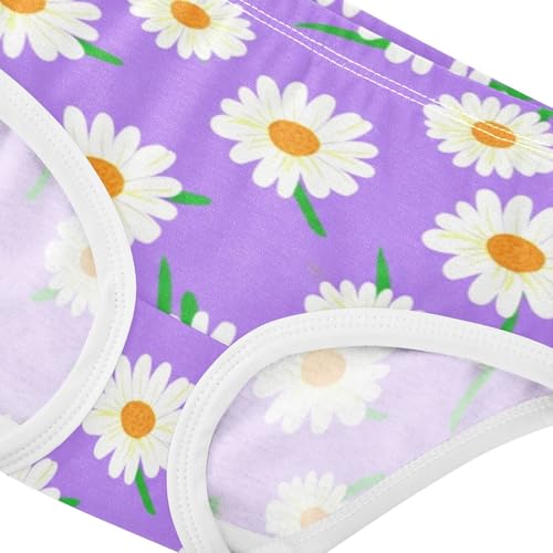White Daisies Purple Panties for Girl Toddler Underwear Floral Cotton Fun Briefs Kids Undies 2t4