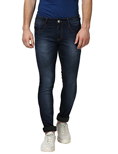 Blue Cotton Lycra Blend Slim Fit Jeans 