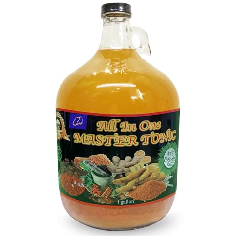 128oz| Kosher| apple cider vinegar | All in One Master Tonic Shots cinnamon, cloves, lemon, ginger, turmeric, cayenne pepper, honey