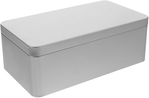 Recipientes de lata vacíos Caja de latas de metal vacías con tapa de hojalata rectangulares plateadas, recipientes de almacenamiento rectangulares