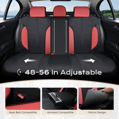 Image of Coverado Seat Cover, Car Seat Cover Full Set, 3D Air Mesh Breathable Seat Protectors Sports Carbon Fiber Design Airbag Compatible Comfort Universal for Most Cars, Van,Trucks, SUV, Black&Wine