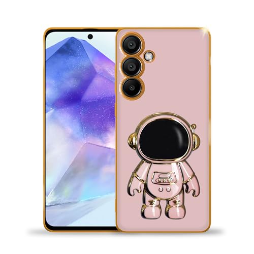 V-TAN Electroplated 3D Kitty Folding Stand and Mirror Back Case Compatible with Samsung A35 5G (Pink)- Best and cheap mobile covers in India