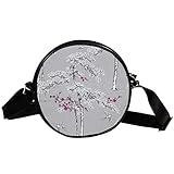 GORDESC Umhängetasche mit Blumenmotiv und Schwalben, rund, für Damen und Mädchen