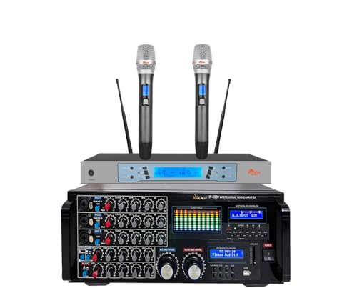 IDOLmain IP-4000 3000Watts Professional Digital Karaoke Mixing Amplifier with Dual Wireless Microphone UHF-320 Home Karaoke Combo