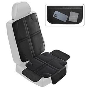 Abnaok Baby Car Seat Protector Universal Thick Child Seat Protector for Car Waterproof Fits Isofix with Thickest Padding & Padded Cover & Mesh Pockets