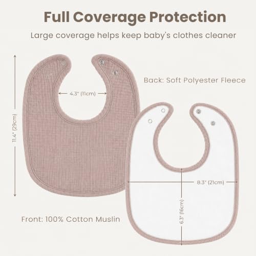Image of Konssy 8-Pack Muslin Baby Bibs, Adjustable Fit for Drooling and Teething