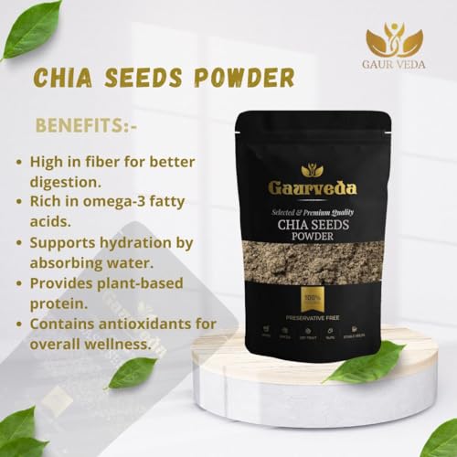Image of GAURVEDA Chia Seeds, Basil Seeds and Gond Katira Combo Pack (250 Grams, Chia Seeds Powder)