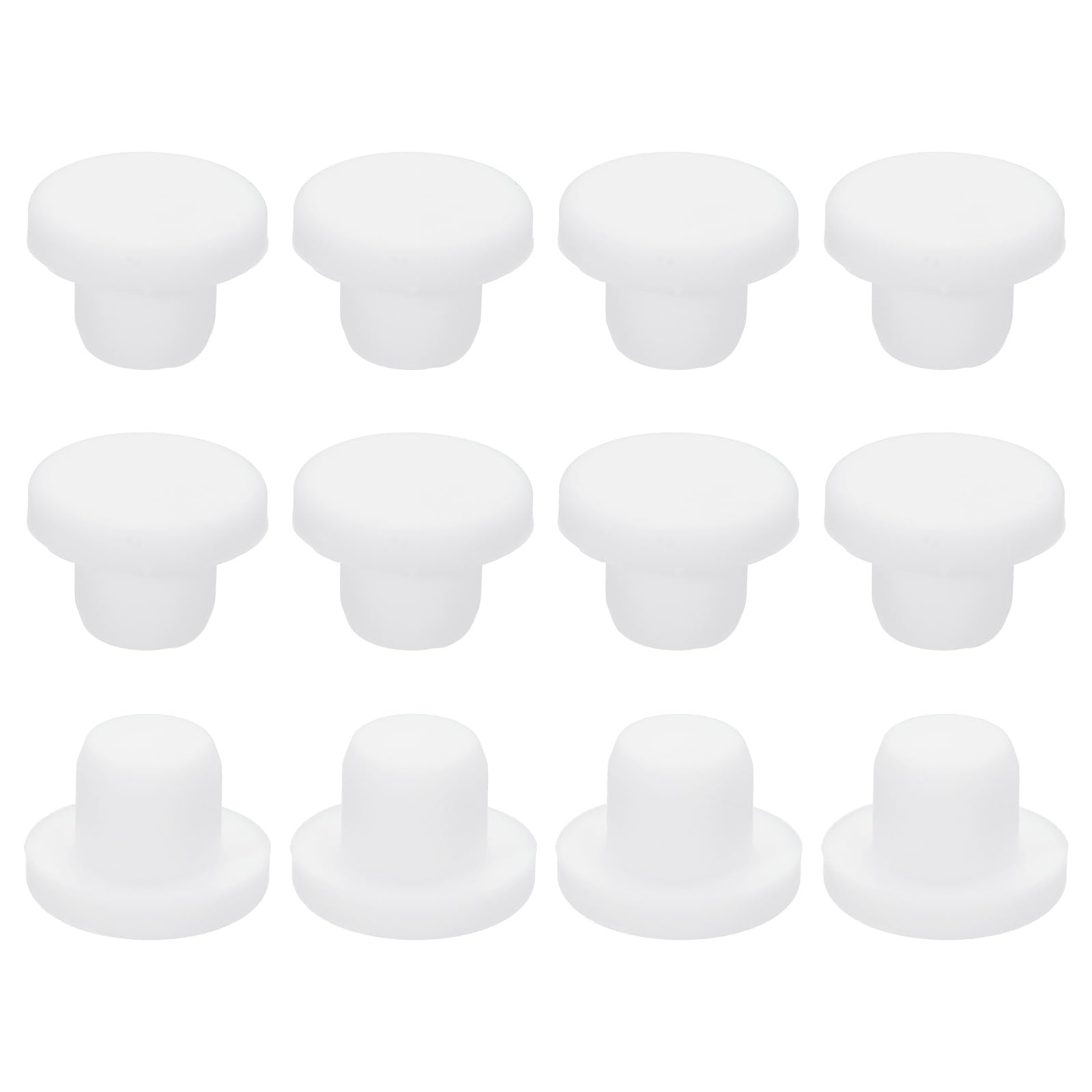 sourcing map 35Pcs Silicone Hole Plug 12mm, White High Temp T Type Rubber Stoppers for 11.3-12.05mm Hole, Solid Waterproof Button Hole End Covers for Powder Coating, Sealing Plugs, Pipe Holes