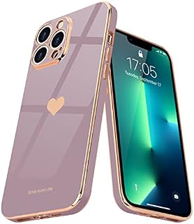 Teageo for iPhone 13 Pro Max Case Cute Heart Pattern for Women Girls Slim Luxury Bling Plating Soft TPU Anti-Scratch Shockproof Bumper Phone Case for iPhone 13 Pro Max, Black