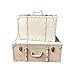Produktbild Weinlese-Koffer Alte Dekorative Holzkasten PU-Leder Komplexen Satz Von 2 Weinlagerung Koffer Schatztruhe Schmuck Veranstalter Retro Vintage-Aufbewahrungsbehälter ( Farbe : Weiß , Größe : Large+small )