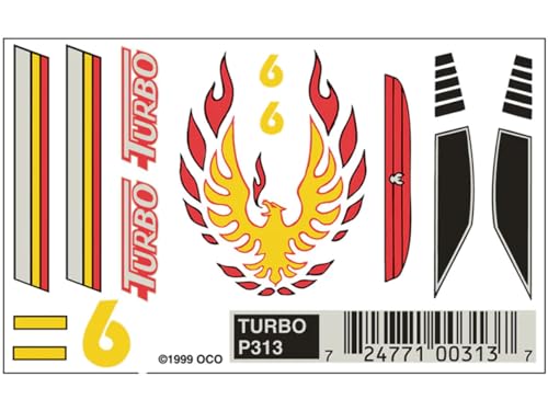 Darice WSP313 Pine car Dry Transfer Decals, Turbo, Multicolor