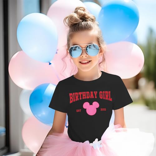 Image of GLIGLITTR 10th Birthday Girls Shirt 10 Year Old Birthday Girl Tshirt Est 2015 Kids Girl Ten Bday Party Short Sleeve Tee Tops