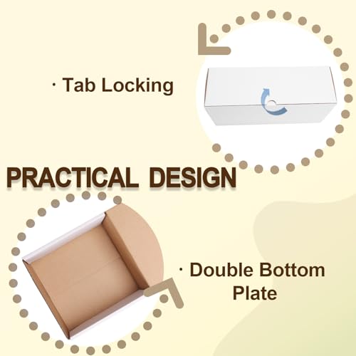 Image of WIFTREY 12x6x4 White Shipping Boxes Set of 20, Small Corrugated Cardboard Mailer Box 12 x 6 x 4 for Packaging Small Business