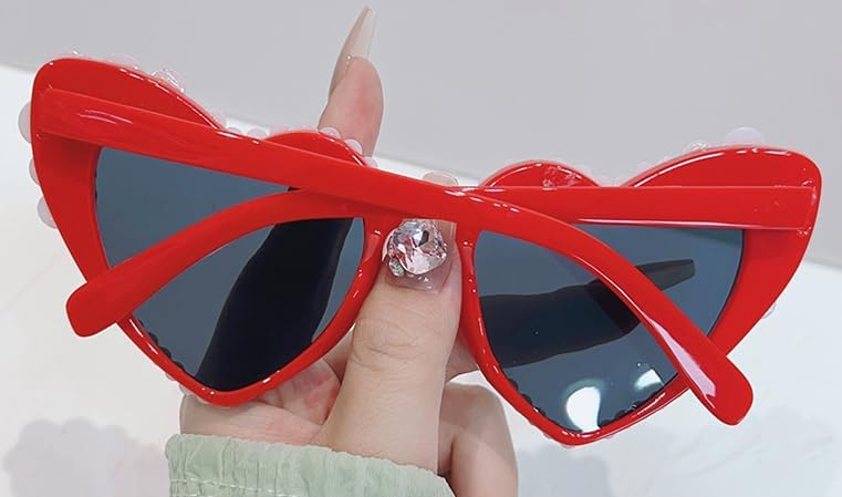 Heart Sunglasses,Love Pearl Sunglasses for Festival,Bling Sunglasses UV4004