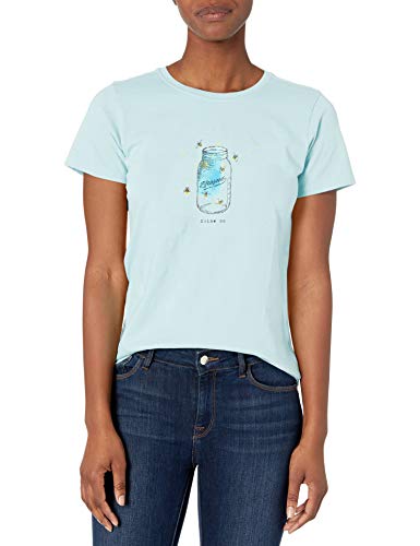 Life is Good Womens Crusher Positive Graphic T-Shirt, Bermuda Blue, Large