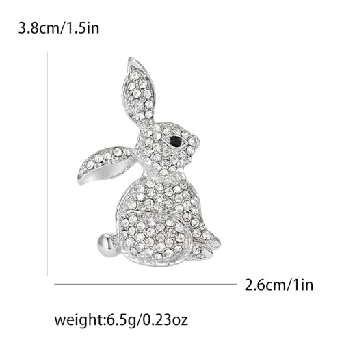 Image of Cute Rabbit Brooch Pin for Women Fashion Crystal Bunny Lapel Pin Easter Holiday Party Accessories