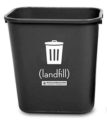Case of 18 - Deskside Trash Wastebasket Container in Sturdy Black Plastic, Small, 13-5/8 Quart (3.4 Gallon)