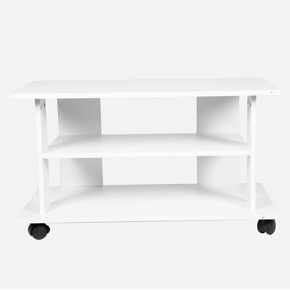 Bakaji Mobile TV in Legno MDF con 2 Ripiani Porta Console Videogiochi DVD e 4 Ruote Mobiletto Carrello Porta Televisore Design Moderno Dimensione 80 x 40 x 45 cm (Bianco)