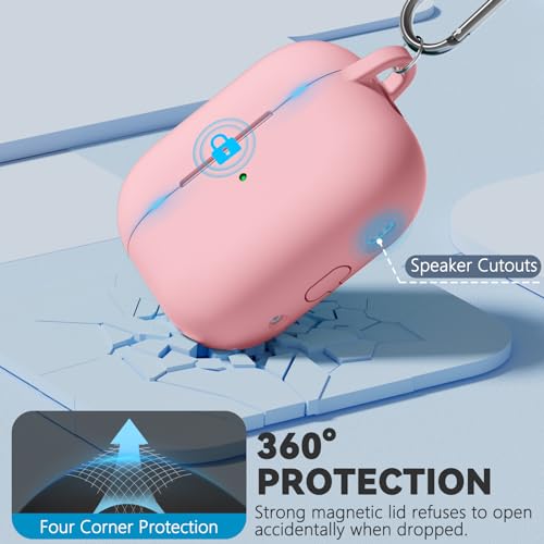 Image of Ljusmicker for AirPods Pro 3 Case 2025 with Cleaner Kit,Soft Silicone Protective Cover for Apple AirPods Pro 3rd Generation Cases for Women Men,for AirPod Pro 3 Cover with Keychain-Magnetic Pink