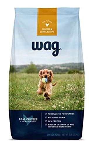 Amazon Brand - Wag Grain Free Dry Dog Food for Puppies, Chicken and Lentil Recipe (5 lb. Bag) Trial