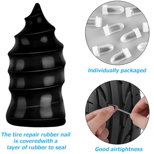 Image of 40PCS Car Tire Repair Rubber Nail, Self-Service Automotive Vacuum Tire Repair Nail Kit, Vehicle Wheel Puncture Repair Screws with Screwdriver, Universal for Sedan, SUV, Motorcycle