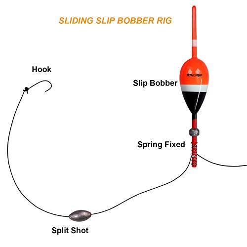 THKFISH-Posen-Angeln-Schwimmer-Angelsets-Balsaholz-Posen-Slip-Posen-Set-fuer-Crappie-Panfish-Walleyes-5Stueck-RotGelb