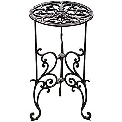 Macetas Hierro Fundido Sungmor - Soporte de Planta en Maceta de Hierro Fundido para Trabajo Pesado, Estante para macetas de Metal de 19.3 Pulgadas y 1 Nivel, sostenedor de Maceta Decorativo, Estilo Vintage y rústico