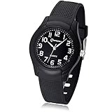 Kinderuhren Analog für Mädchen Jungen,wasserdichte Analoge Quarzuhren für Kinder Armbanduhren Mädchen Jungen Einfach zu erlernende Zeituhren für Kinder (Schwarz)