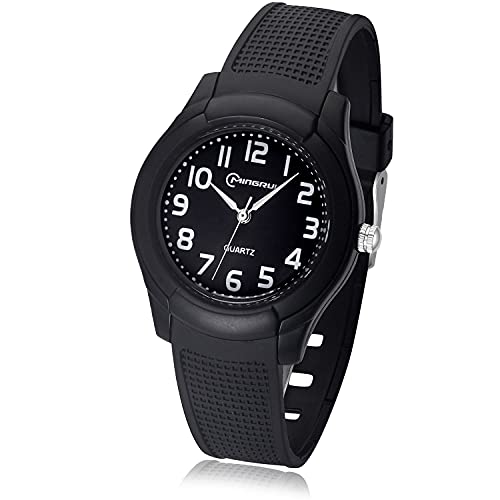 SOCICO Kinderuhren Analog für Mädchen Jungen,wasserdichte Analoge Quarzuhren für Kinder Armbanduhren Mädchen Jungen Einfach zu erlernende Zeituhren für Kinder (Schwarz) Cover