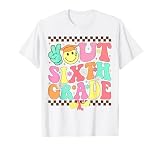 Peace Out Sixth Grade Last day of school Groovy 6th Grade T-Shirt