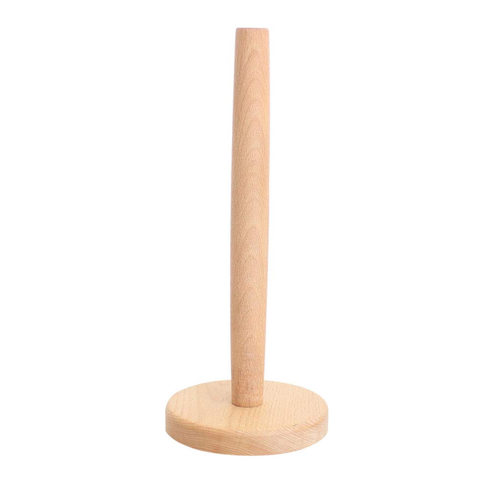 Jlchen Round Paper Towel Holder, Kitchen Paper Hanger Rack Bathroom Towel Roll Stand Organizer Simply Standing Countertop Wooden Paper Roll Holder For Cabinet, Table (Round)