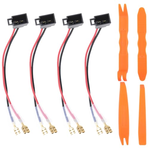 4 Pièces Câbles Adaptateur Faisceau Cosse Connecteurs Fiche pour Haut-parleurs Compatible avec Renault Opel Astra Seat Skoda Volvo VW Peugeot Citroen Fiat Ford...