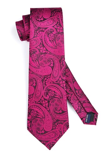 Image of HISDERN Ties for Men Paisley Floral Tie Handkerchief Classic Woven Business Formal Necktie and Pocket Square Set Wedding