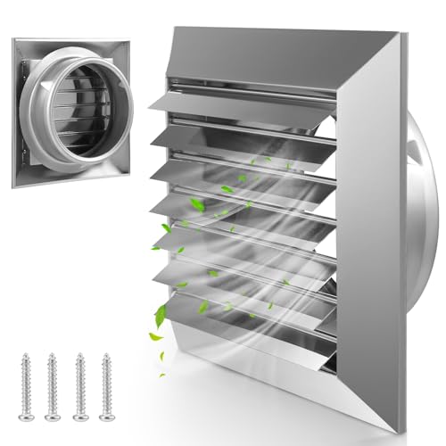 Lüftungsgitter 150mm mit Insektenschutzgitter,304 Edelstahl Rückstauklappe Wetterschutzgitter,Belüftungsgitter Ø150mm für VMC Rohr...