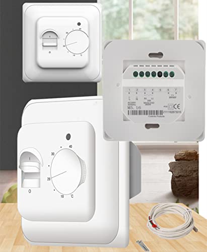Thermostat de Chauffage, Thermostat de plancher de pièce de 230V Thermostat de contrôle de température d'état d'air avec le câble de sonde de 2.9m - Image 5