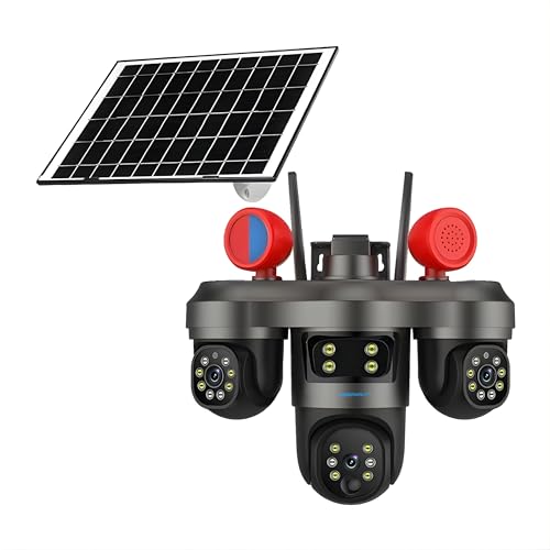 Image of XUGA - Cybernautt X18A 18MP 3 Lens PTZ Solar 4G Sim Outdoor CCTV with 3 View | 360 | Night Vision | Motion Detection| Siren Horn| Red Blue Light | All 3 Lens Mobile Controlled | Use Air-tel 4G Sim
