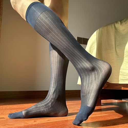 Uaussi 5 Pairs Mens Silk Sheer Socks OTC Ultra Thin Nylon Dress Sock Daily Casual Stockings Work Business Sox3