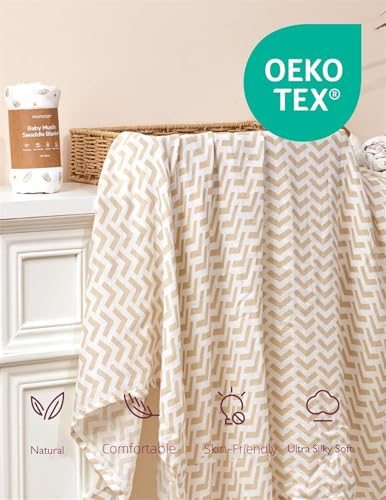 Image of Momcozy Muslin Swaddle Blankets, 4-Pack Breathable and Skin-Friendly Receiving Blankets, Best Wishes Swaddle Blanket Shower Gifts & Baby Registry Essentials, Large 47 inchx47 inch, Stellar Orbit