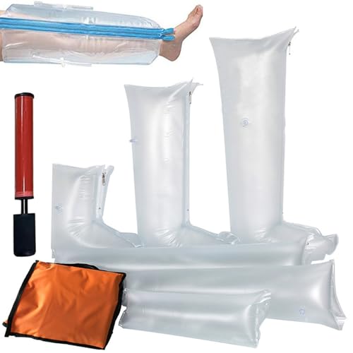 Attelle gonflable de premiers secours en PVC avec pompe pour main, poignet, bras, jambe, cheville – Idéal pour la maison et l'extérieur