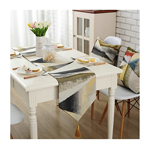 Chemin de table en polyester haut de gamme motif abstrait chic 32x200cm