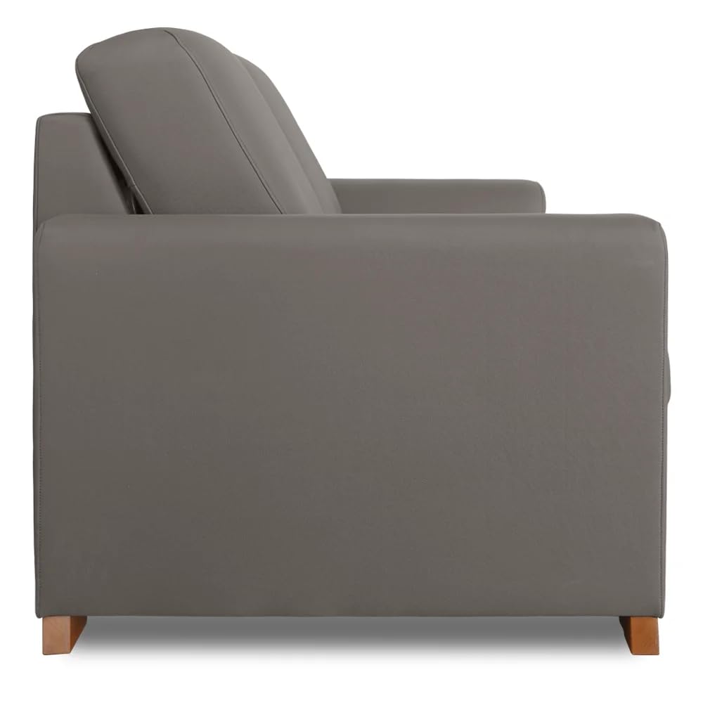 Ventadecolchones - Sofá Cama Italiano 3 Plazas con Subida Y Montaje (207x103x100cm) Berlín en Tela Mozart Antimanchas Gris Topo con Patas de Madera