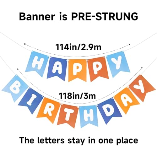 Image of Happy Birthday Banner Party Banner NO DIY Birthday Sign Blue and Orange