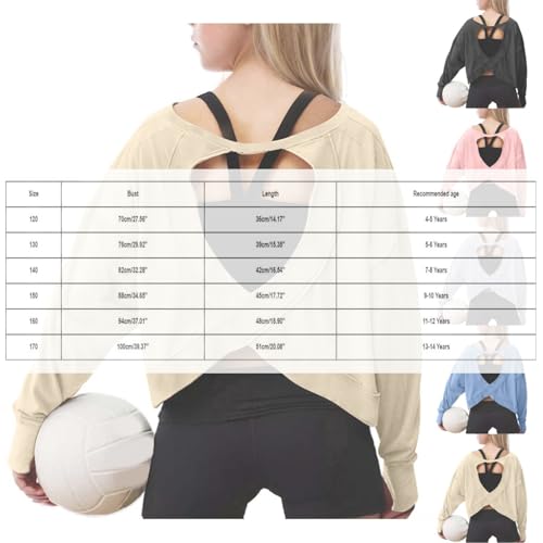 Cute Clothes for Girls 4-12 Long Sleeve Open Back Heart Cutout Crop Tops Trendy Workout and Yoga Tees3